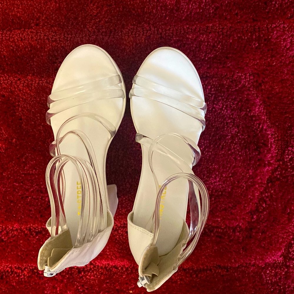 Platform white heeled sandals